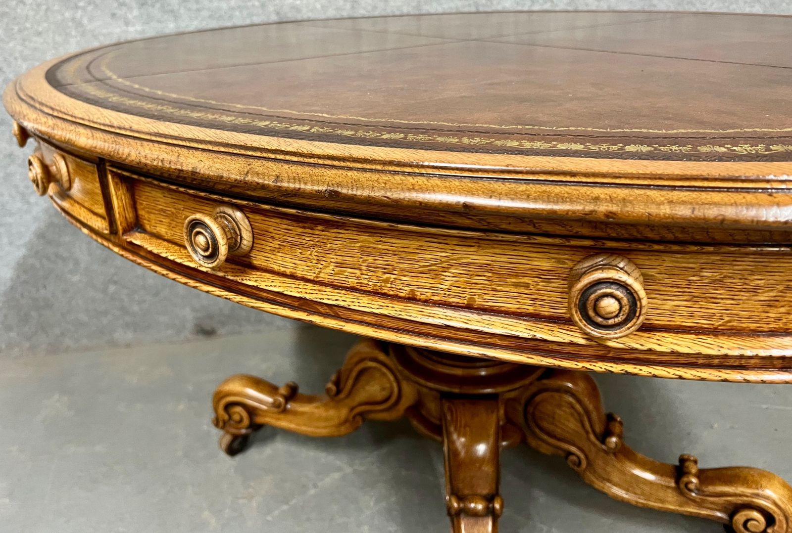 Unusual Oval Victorian Oak Drum Table photo 2145.0
