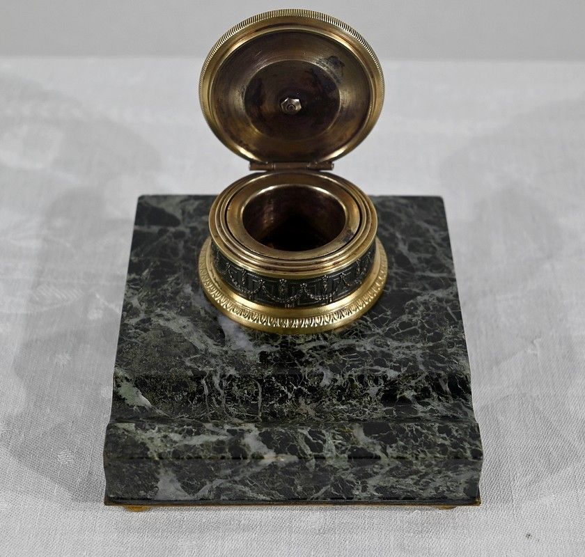 Inkwell With The Virgin In Bronze And Marble   Late 19th Century photo Home Decor