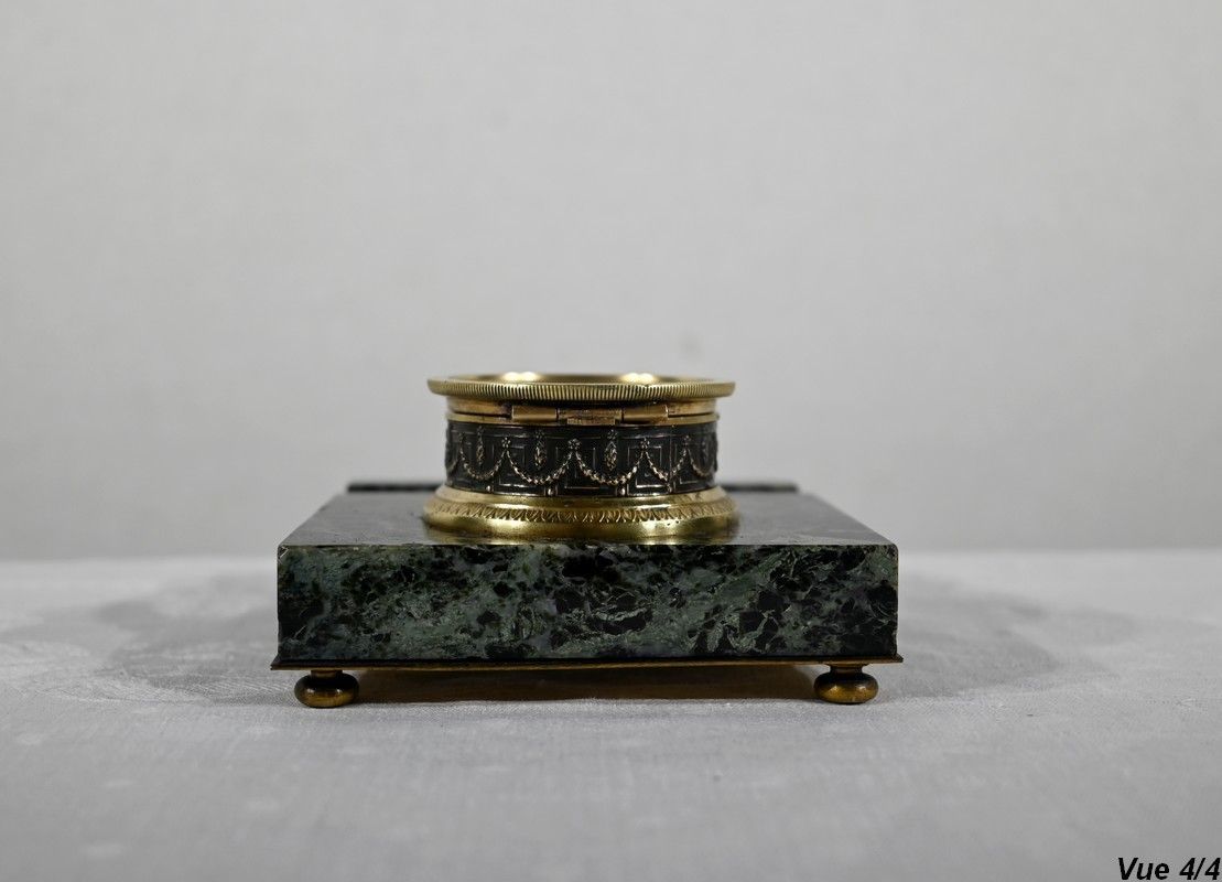 610.79 Inkwell With The Virgin In Bronze And Marble   Late 19th Century photo