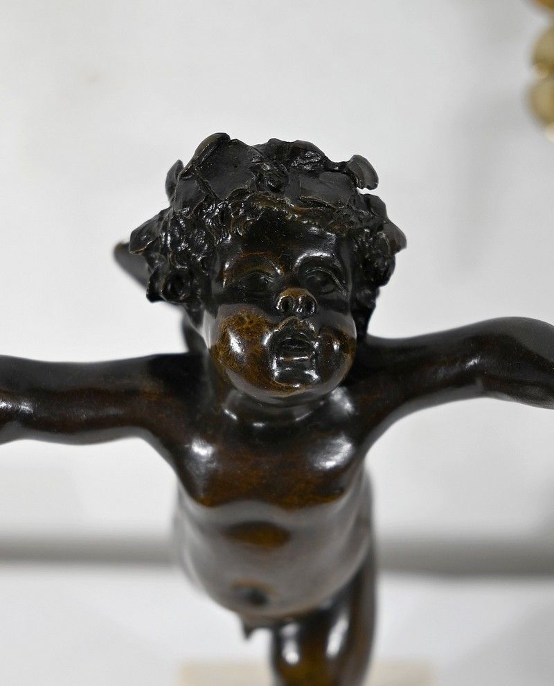Pair Of Bronze And Marble Candlesticks   1st Part Of The 19th Century photo vintage