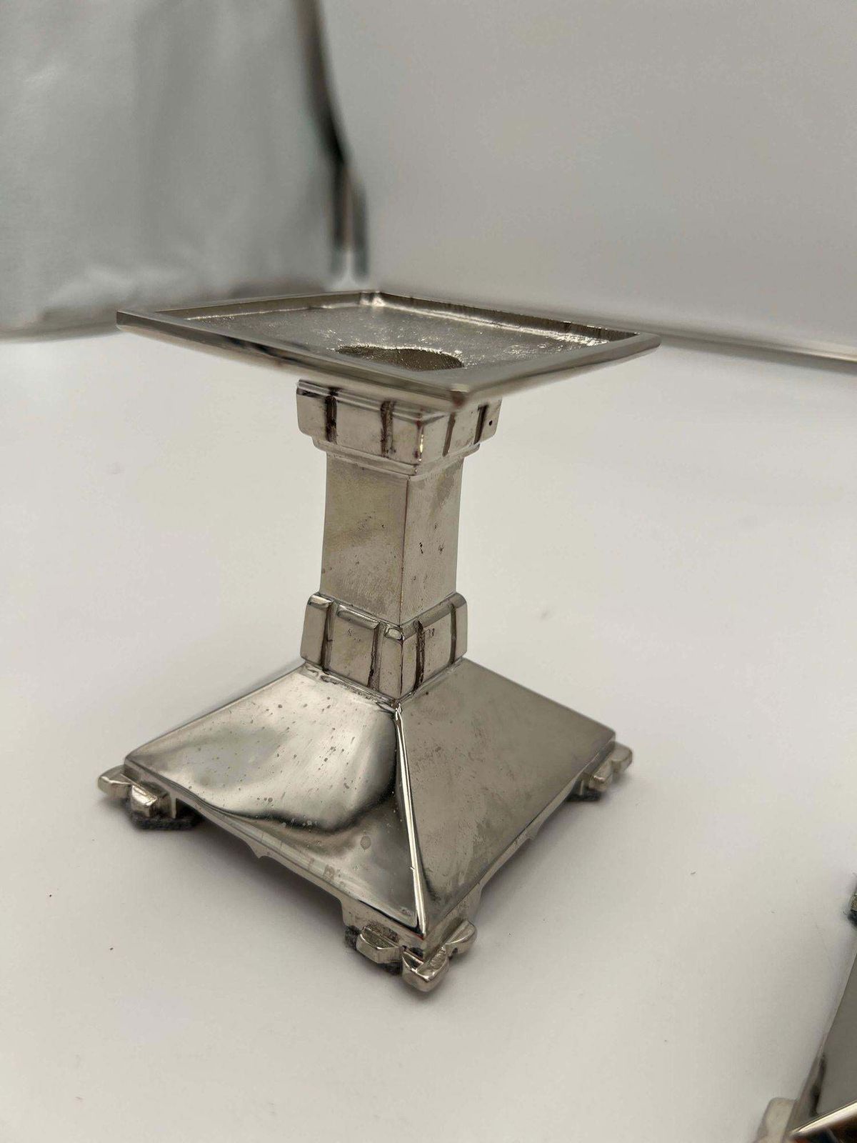 Art Deco Bronze Candlesticks, Nickel Plated, France Circa 1930 photo 372.25