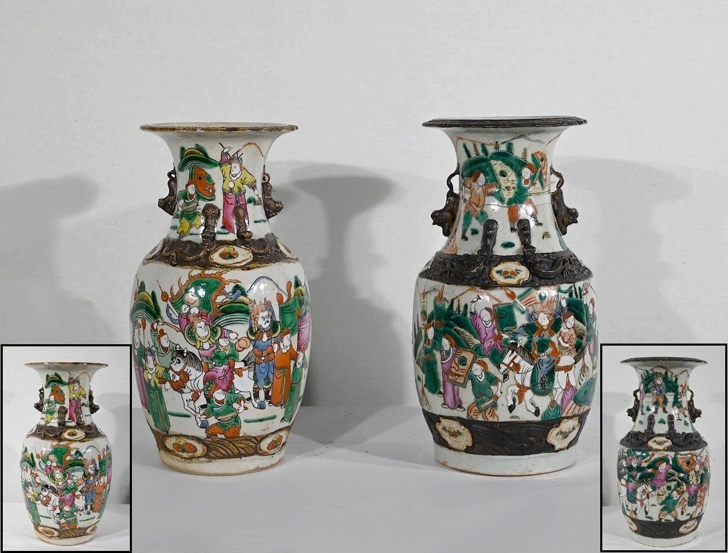 Pair Of Nanjing Porcelain Vases, China   Late 19th Century