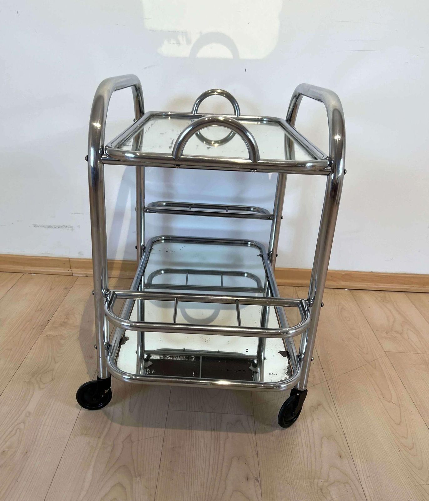 Art Deco Bar Cart By Robert Mallet Stevens, Chromed Steel, France Circa 1925 photo buy
