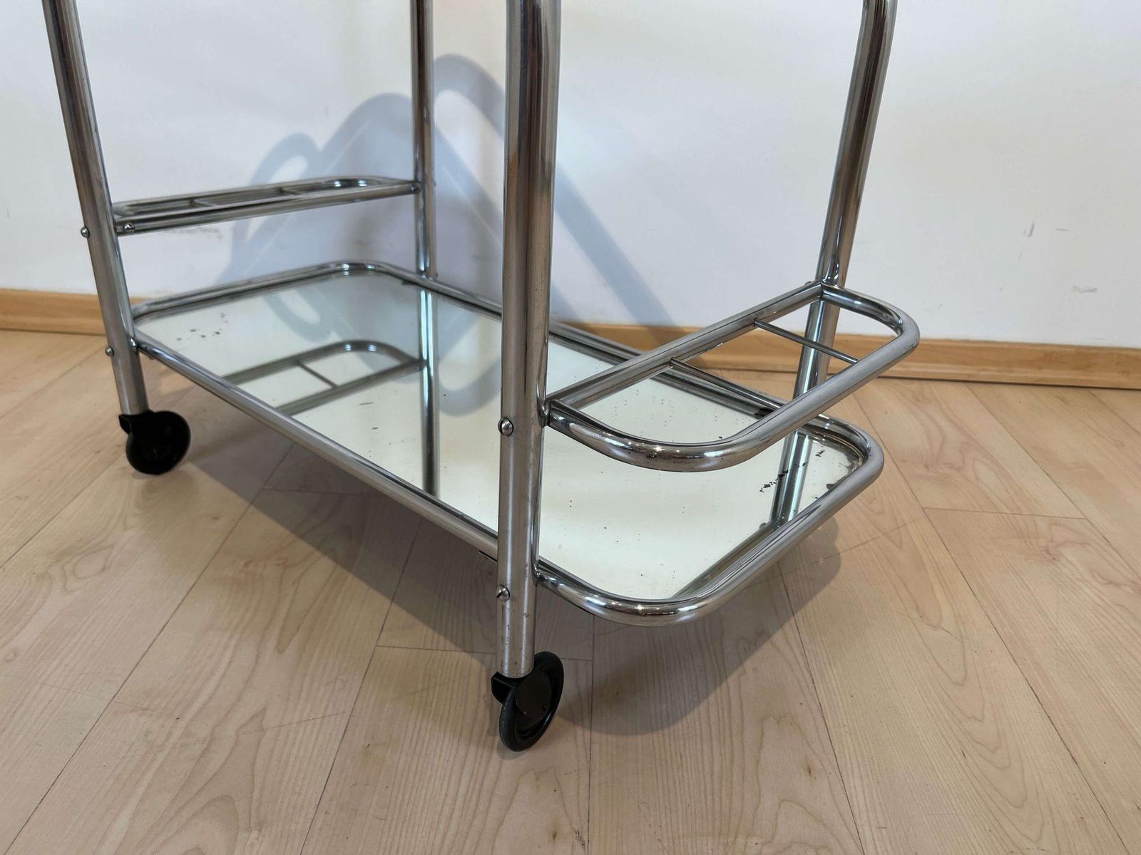 photo furniture Art Deco Bar Cart By Robert Mallet Stevens, Chromed Steel, France Circa 1925