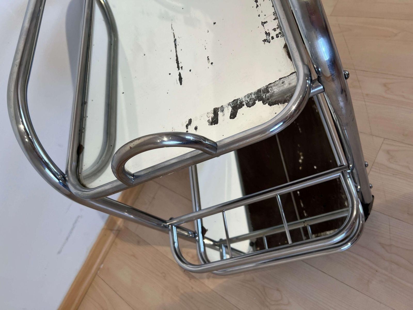 photo vintage Art Deco Bar Cart By Robert Mallet Stevens, Chromed Steel, France Circa 1925