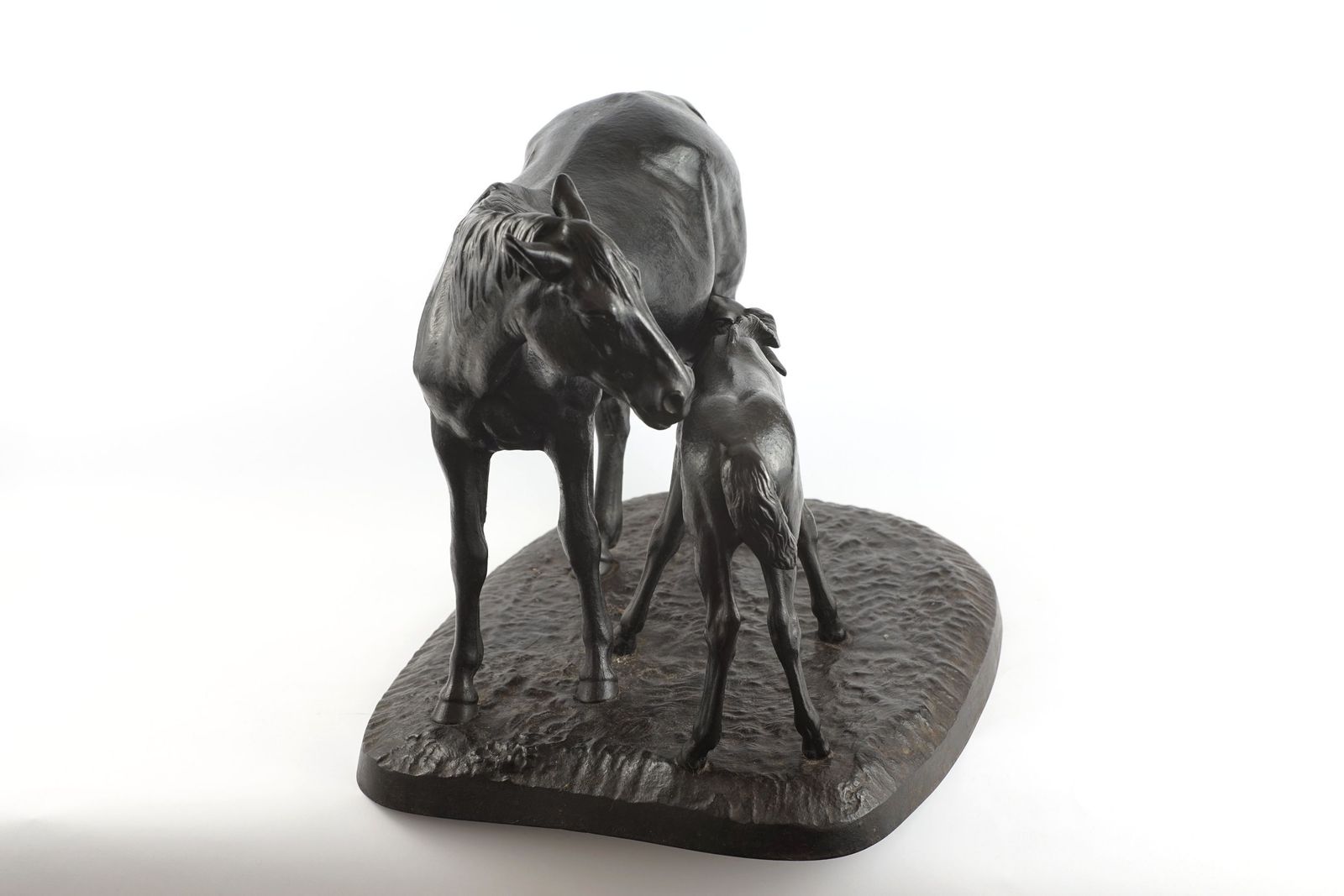 Mare With Foal, After Peter Clodt Von Jurgensburg, 1962 Kasli Iron Figure photo vinterior