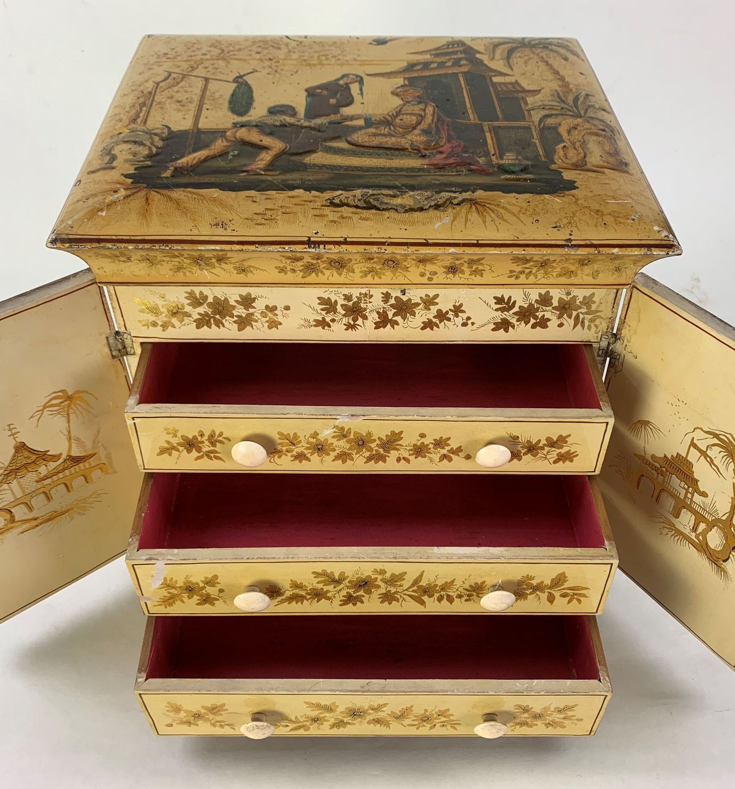 Early 19th Century Yellow Japanned Workbox photo 1150.0