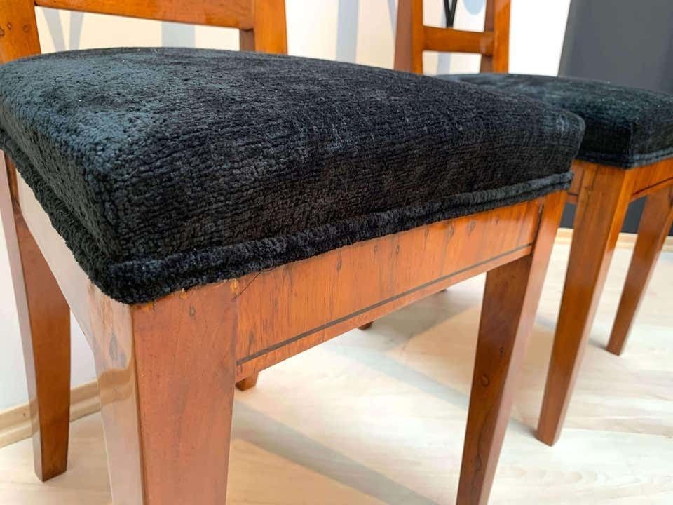 photo furniture Pair Of Biedermeier Shovel Chairs Walnut, Ink Painting South Germany Ca. 1830