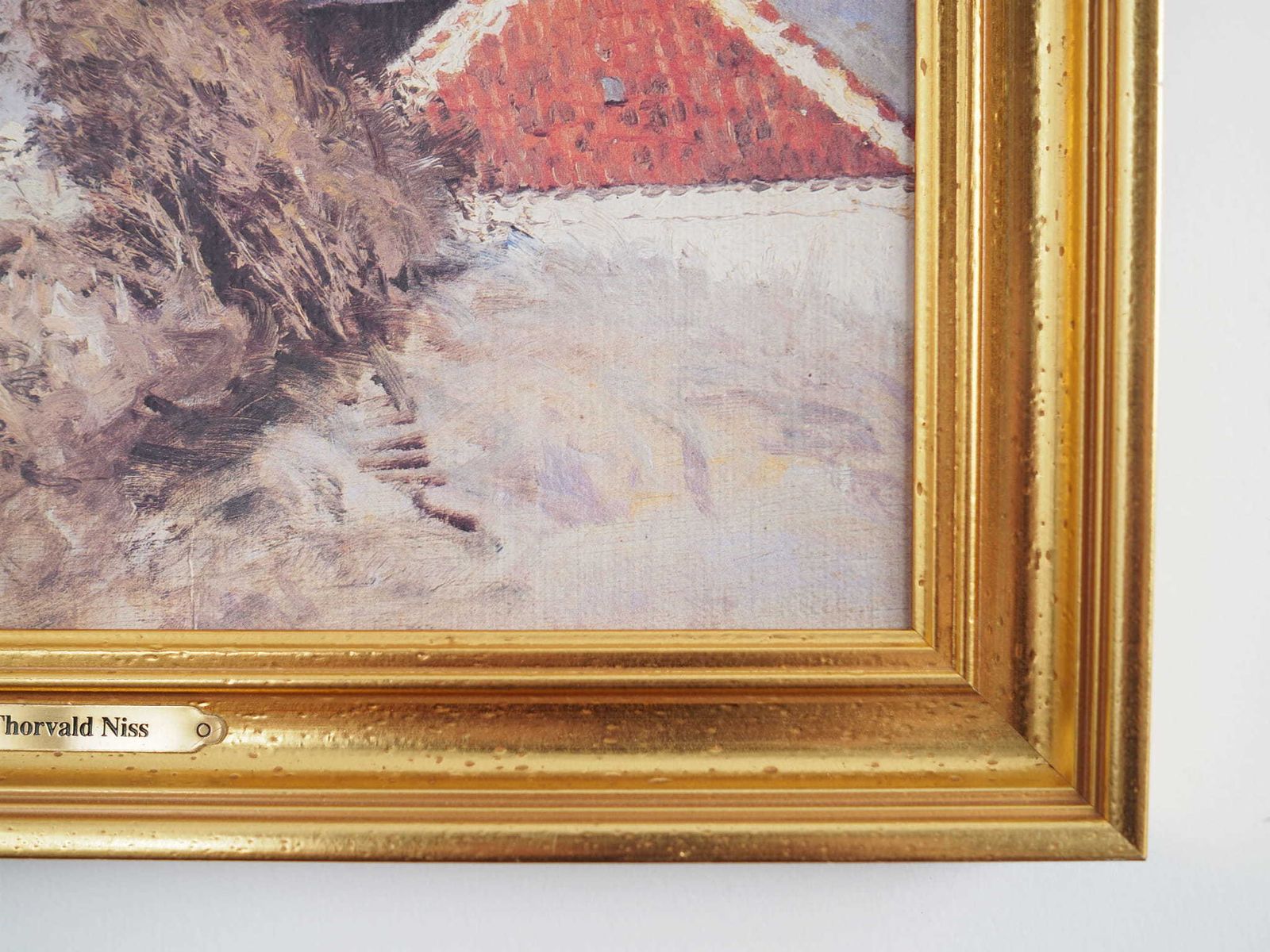Painting „The Rainbow Over The Village”, Scandinavian Design, 1960s photo vintage