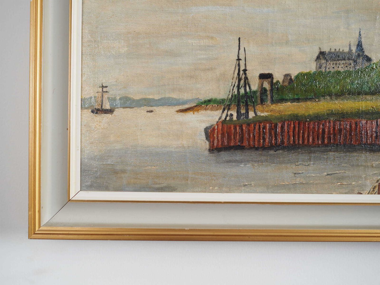 Painting „The Windmill Above The Marina”, Scandinavian Design, 1970s photo Art