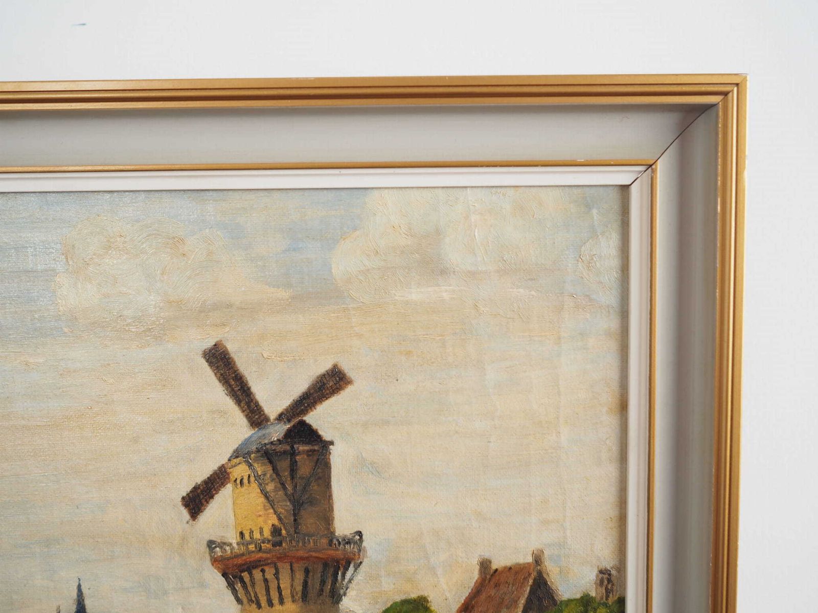 Painting „The Windmill Above The Marina”, Scandinavian Design, 1970s photo vinterior