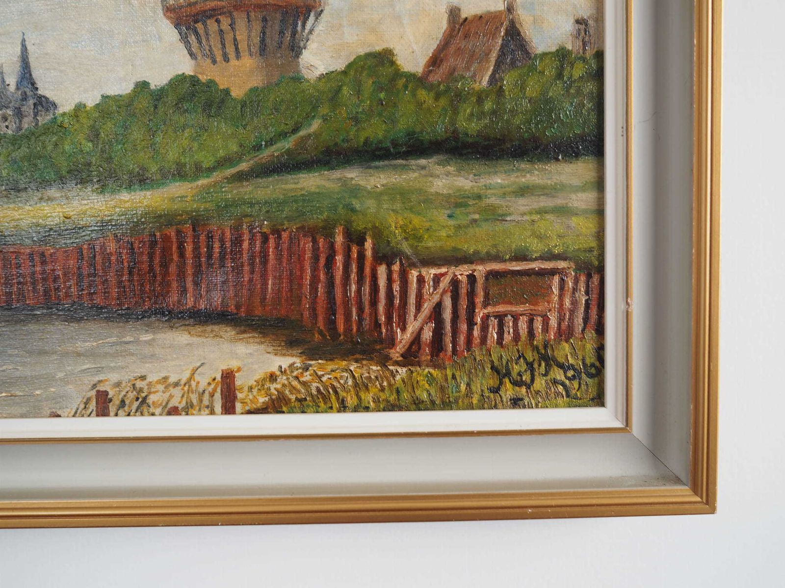 Painting „The Windmill Above The Marina”, Scandinavian Design, 1970s photo buy