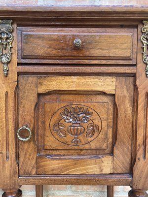 French Louis XVI Style Bedside Tables In Walnut, 1920, Set Of 2 photo vinterior