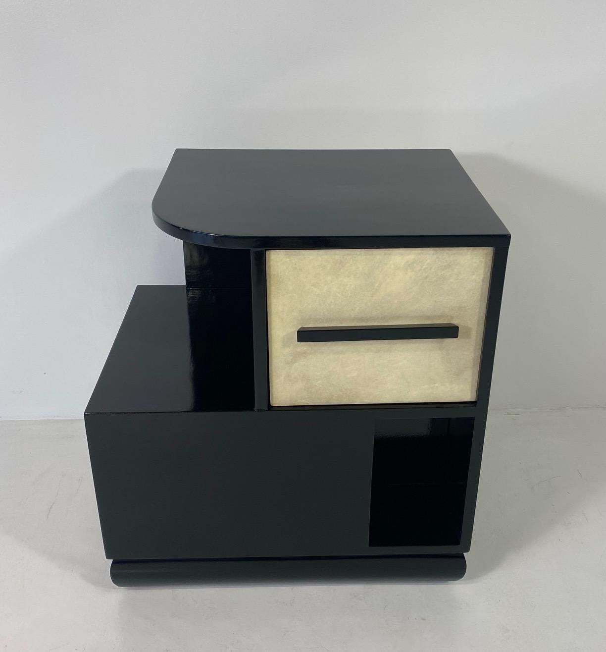 photo furniture Italian Art Deco Parchment And Black Lacquer Cabinet, 1940s