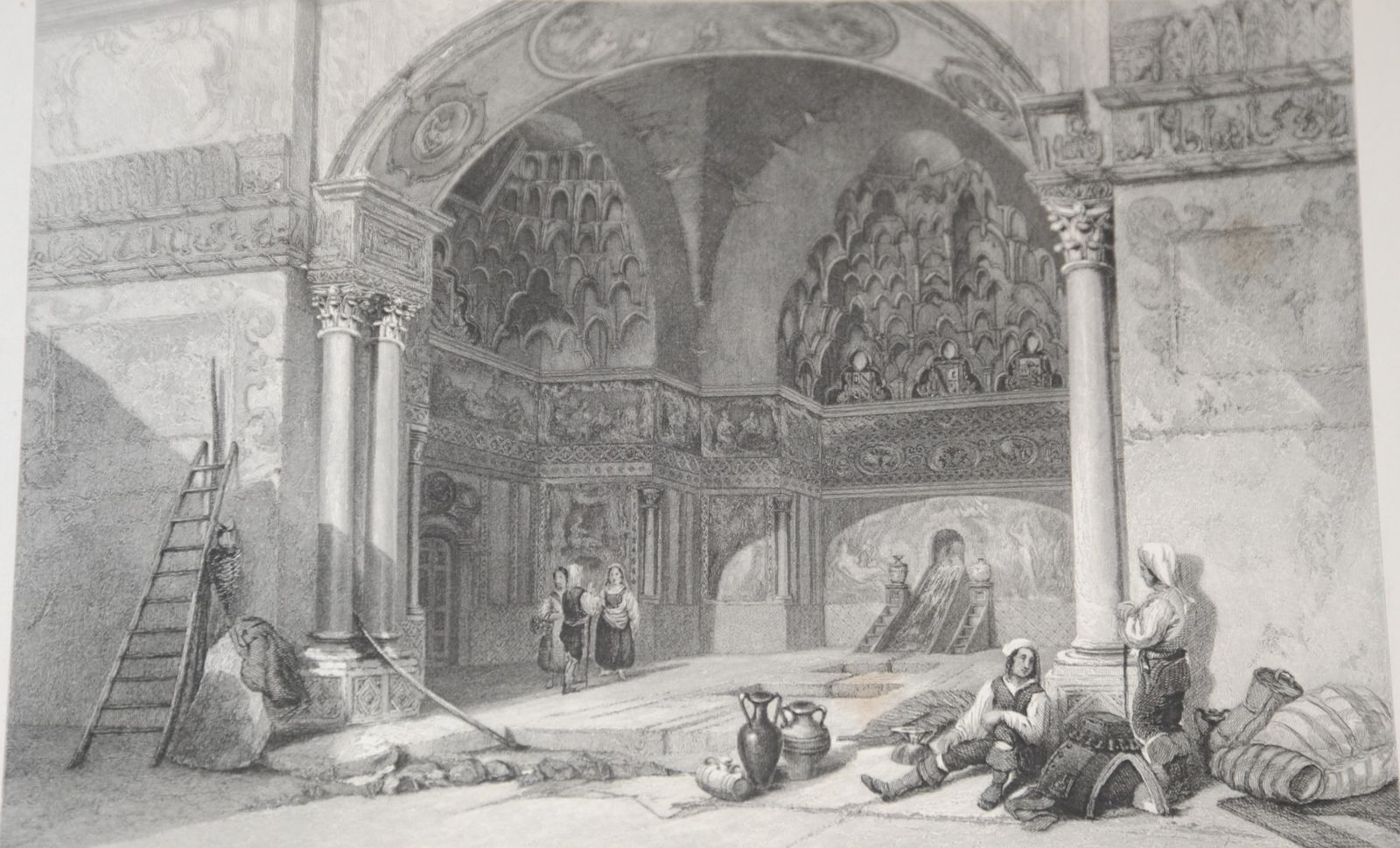 Antique Framed Print Of The Moorish Ziza Palace In Palermo, Sicily, By W L Leitch photo for sale