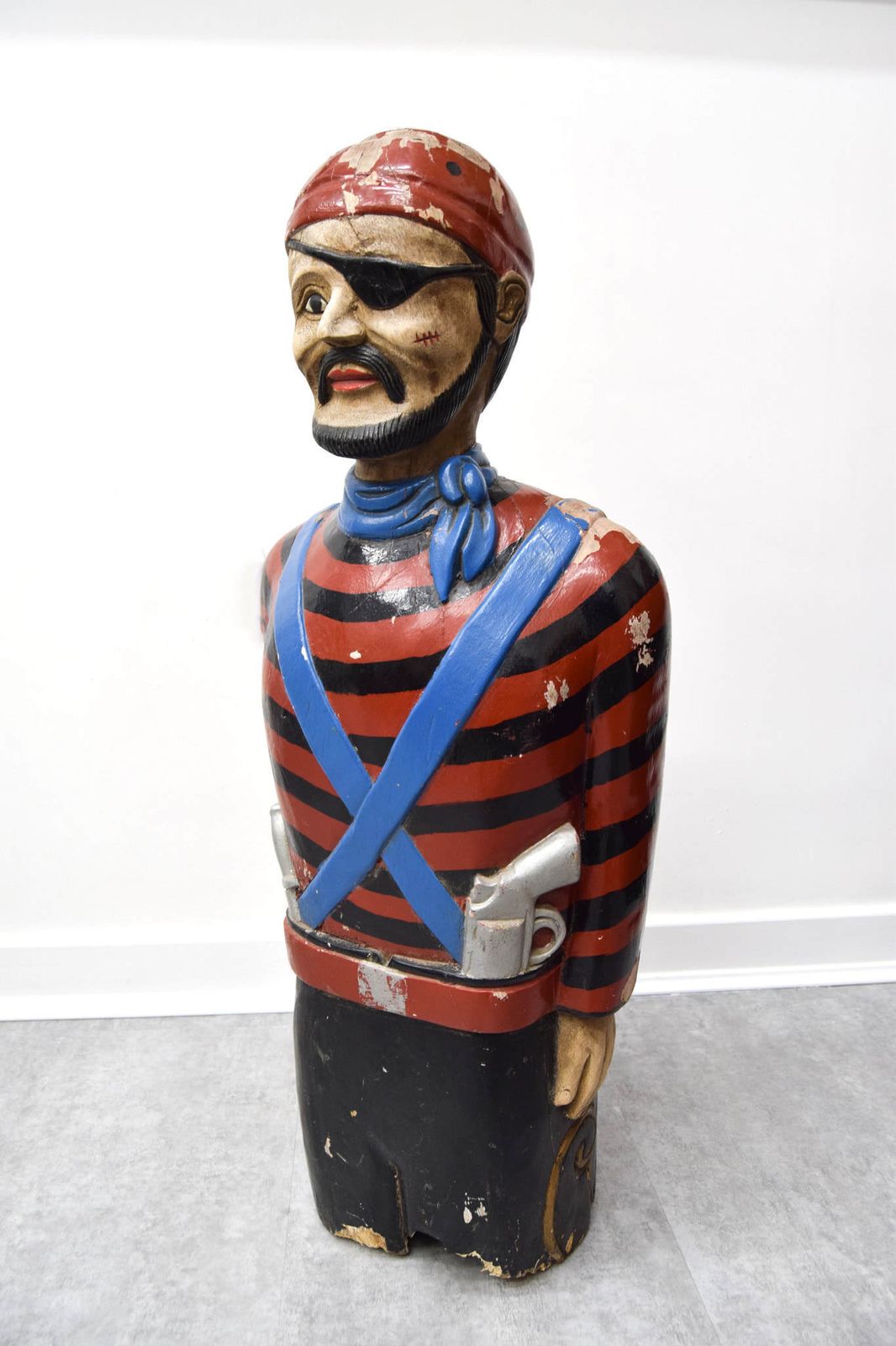 Hand Painted & Carved Late 19th Century Figure Head, In The Form Of A Pirate
