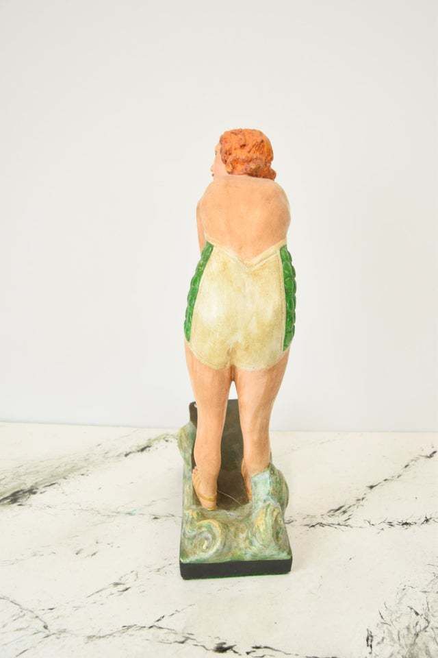 Art Deco Chalkware / Plaster Of Paris Figure Of A Water Skiing Woman / Girl photo Home Decor