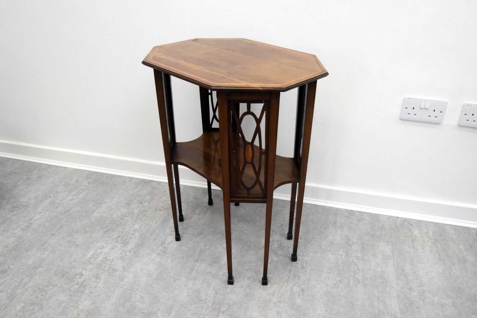Furniture Edwardian Inlaid Mahogany Sheraton Revival Occasional Table photo