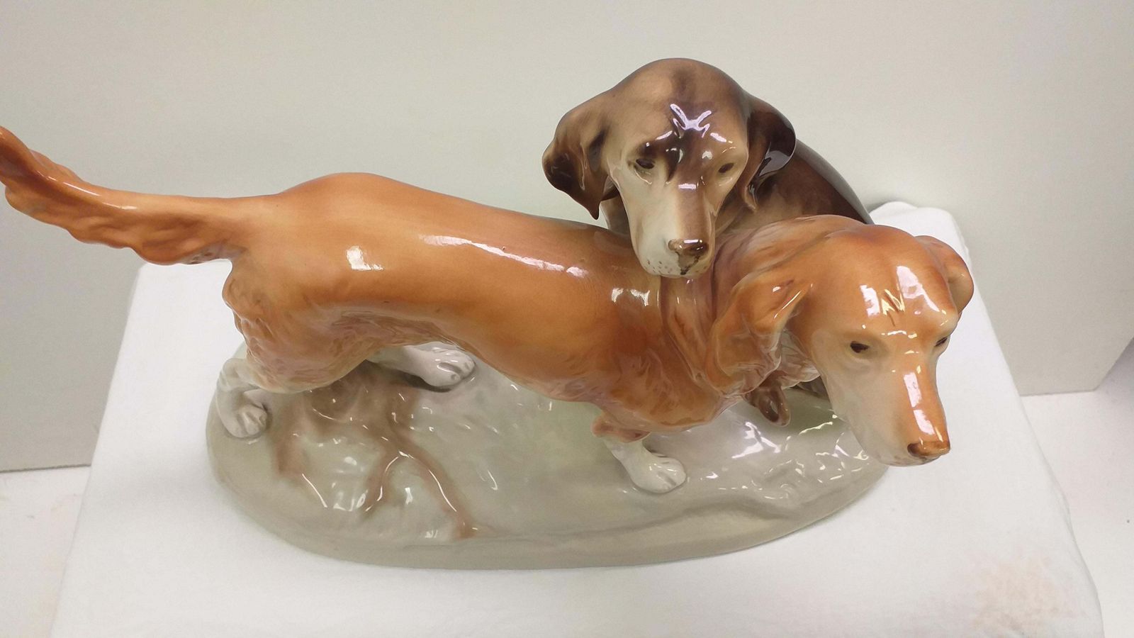 1960 Porcelain Sculpture Of Dogs Czechoslovakia photo vintage