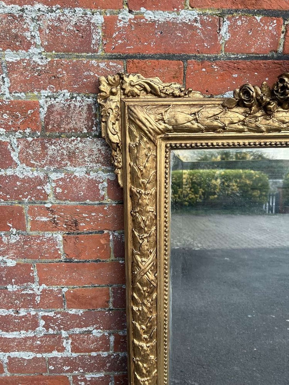 A Stunning Large Antique French 19th C Gilt Leaf Framed Mirror. photo furniture