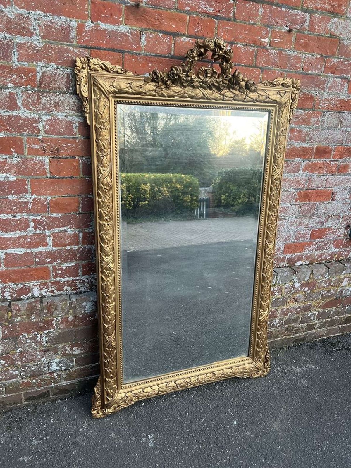 A Stunning Large Antique French 19th C Gilt Leaf Framed Mirror. photo buy