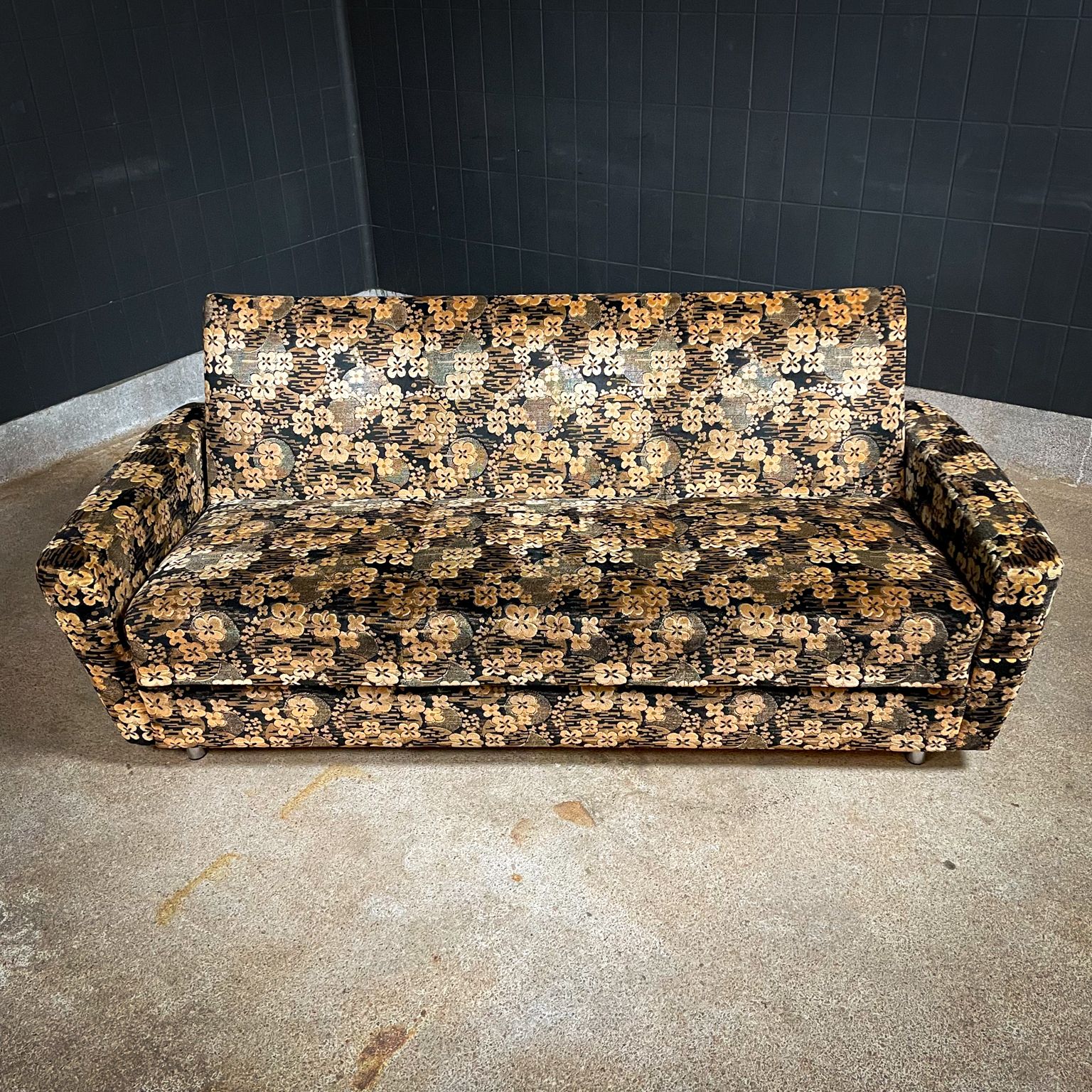 Vintage Midcentury Design Floral Sofa Bed   Fabric   1970s photo furniture