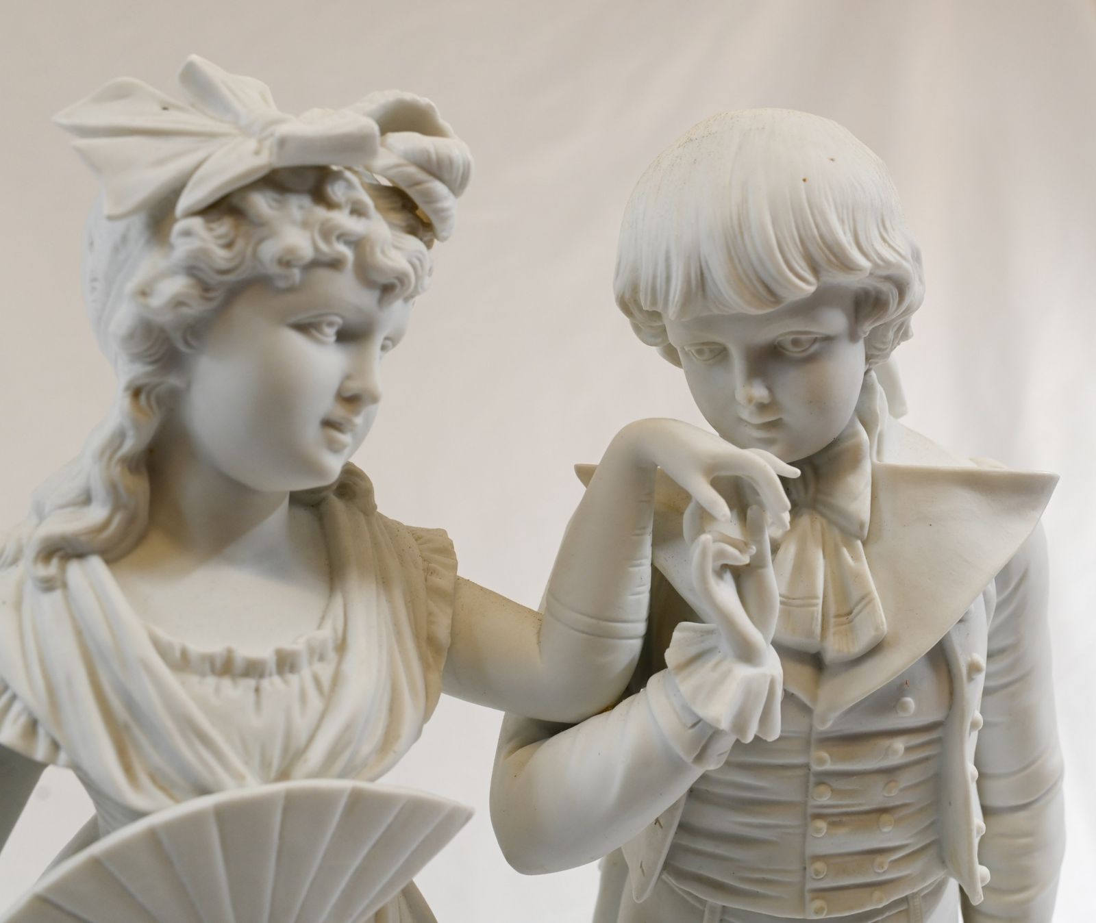 Parian Biscuit Ware Statue Lovers French Parian Antique photo for sale