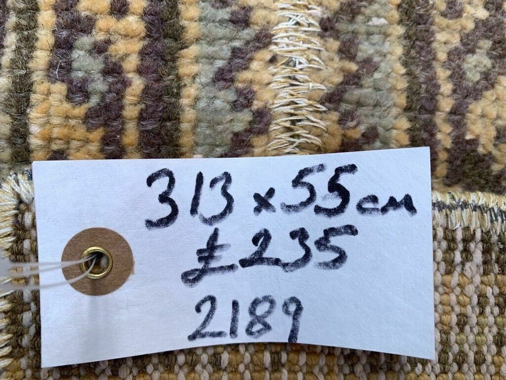 Distressed Turkish Narrow Runner 313x55 Cm Wool Vintage Tribal Rug photo vintage