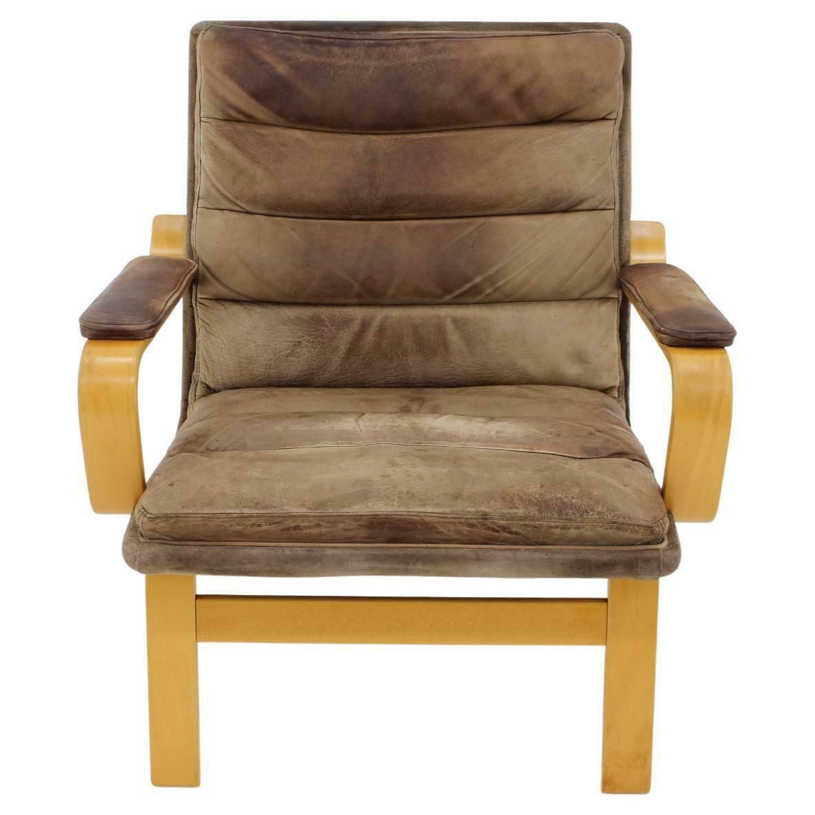 1970s Yngve Ekström Contino Leather Armchair Sweden photo for sale