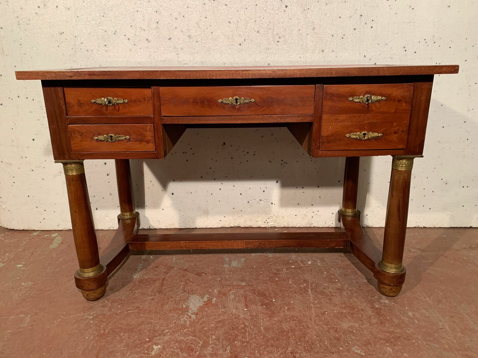 Empire Style Desk In Mahogany And Veneer XX Century photo for sale