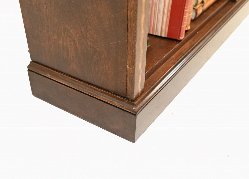 Furniture Mahogany Bookcase   Double English Sheraton Inlay Open Fron photo