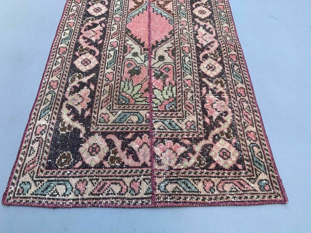 Distressed Turkish Narrow Runner 409x70 Cm Wool Vintage Tribal Rug photo buy