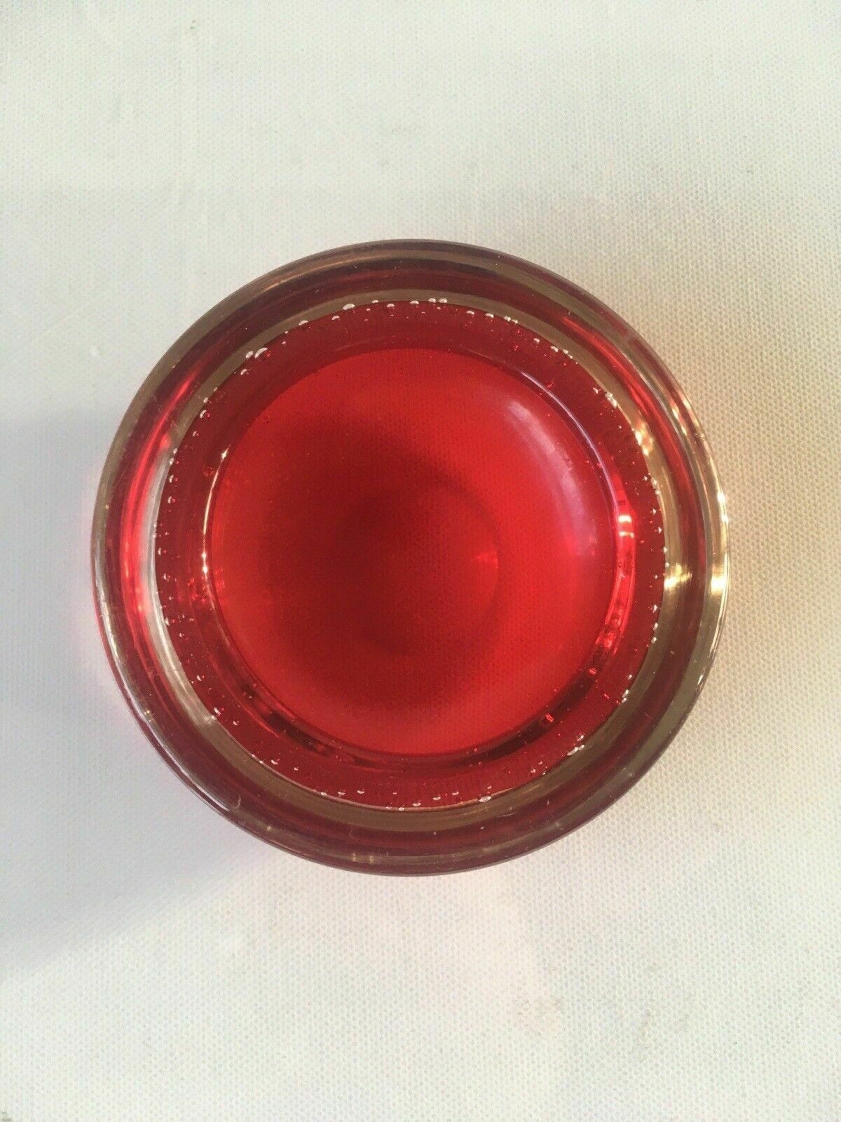 Vintage 60's Red Murano Sommerso Bubble Glass Geode Bowl Dish 70's Retro photo for sale