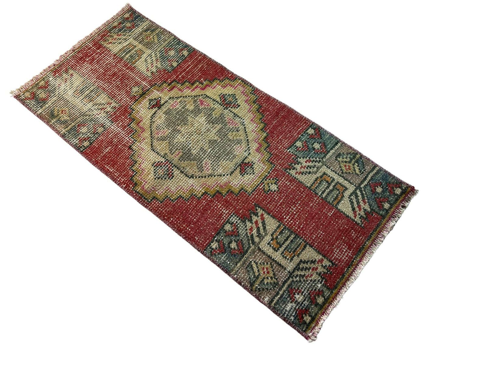 Traditional Turkish Anatolian Rug , Vintage Anatolian Turkish Rug 98 X 45 Cm photo vinterior