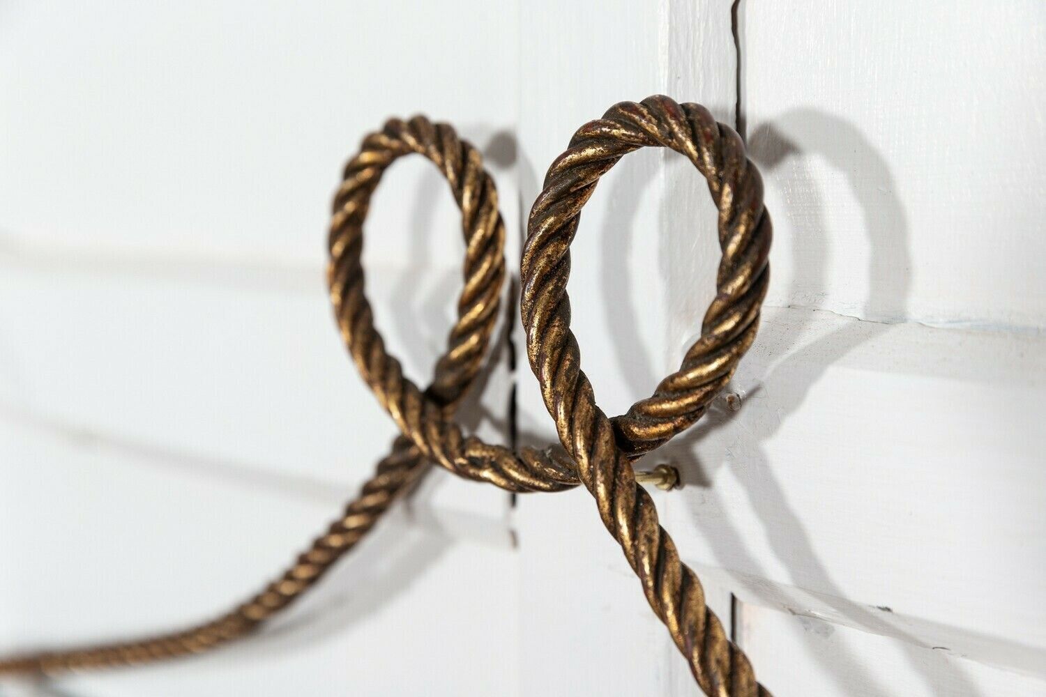 Mid.C Italian Gilt Iron Rope & Tassle Wall Shelves photo vintage