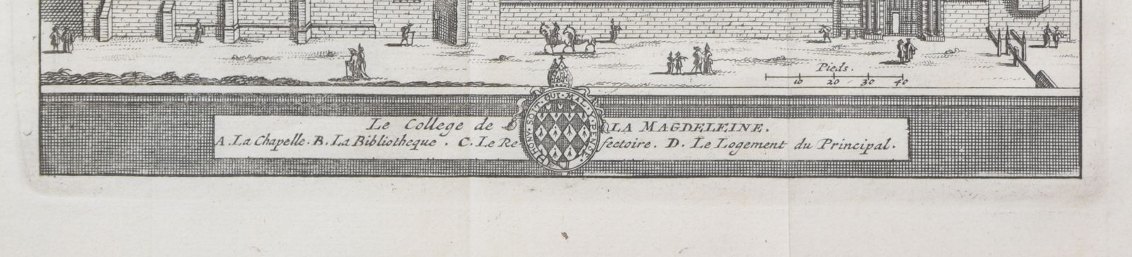 Pieter Van Der Aa (1659 1733), After David Loggan (1634–1692) Magdalen College, Oxford (1727) photo furniture
