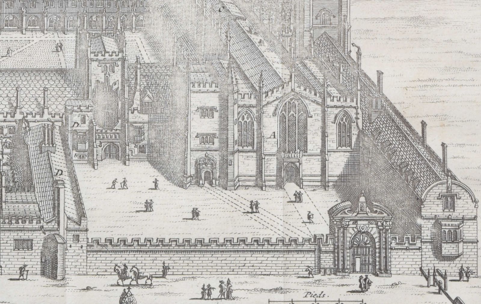 Pieter Van Der Aa (1659 1733), After David Loggan (1634–1692) Magdalen College, Oxford (1727) photo for sale
