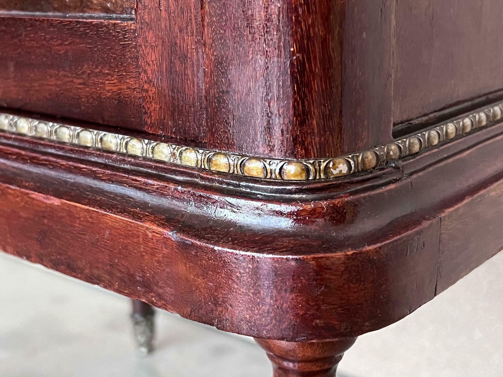 photo for sale Pair Of Italian Marquetry Nightstands With Bronze Crest, Drawers And Doors