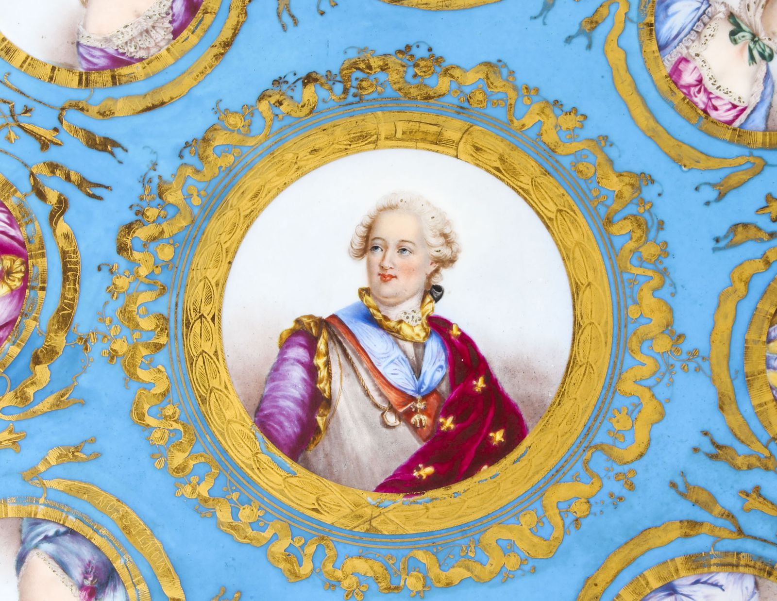 Antique 20 Inch Diam Sevres Porcelain Charger Of Louis XVI  19th Century photo for sale