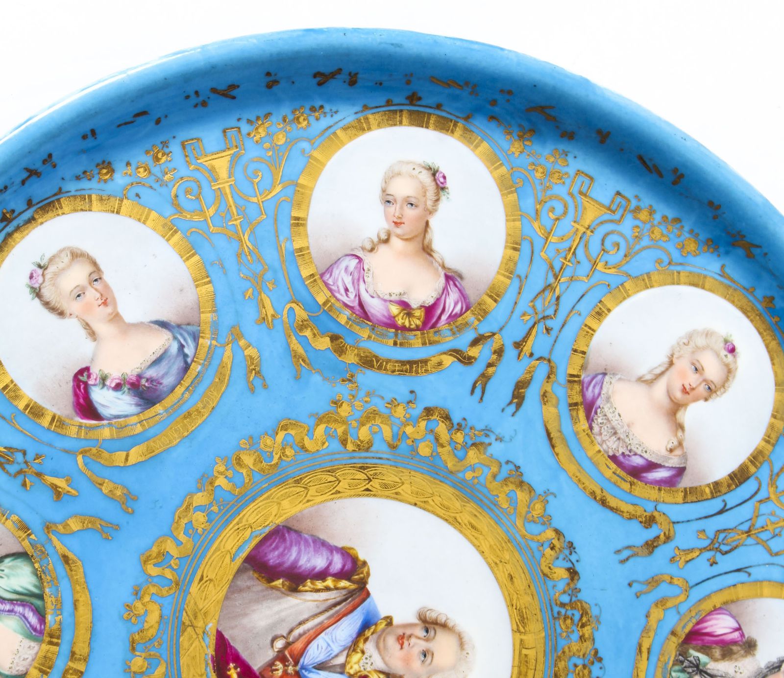 Antique 20 Inch Diam Sevres Porcelain Charger Of Louis XVI  19th Century photo buy