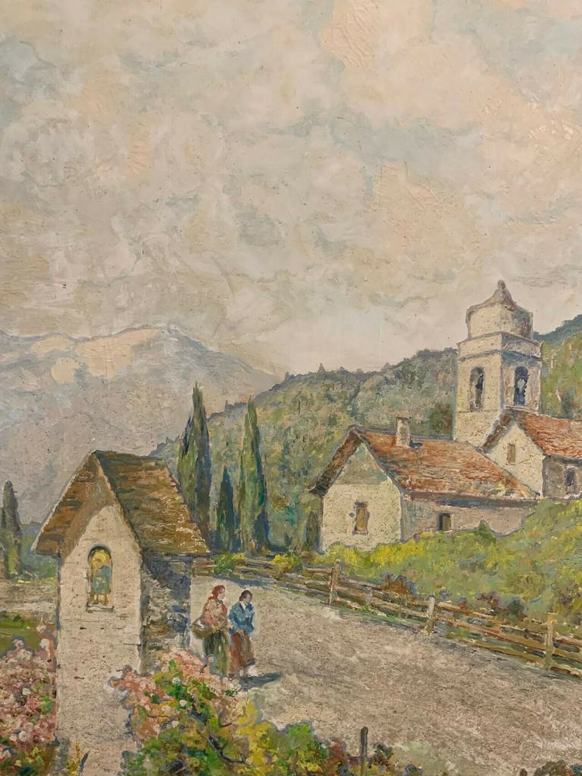 photo furniture Mountain Landscape, Oil Painting On Canvas, 1920s
