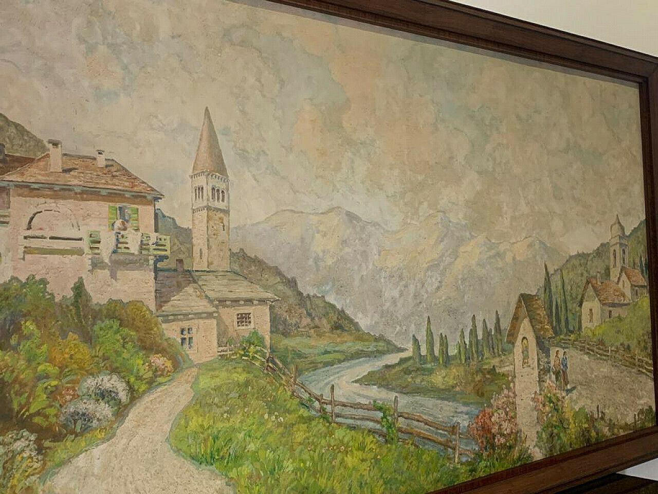 Art Mountain Landscape, Oil Painting On Canvas, 1920s photo
