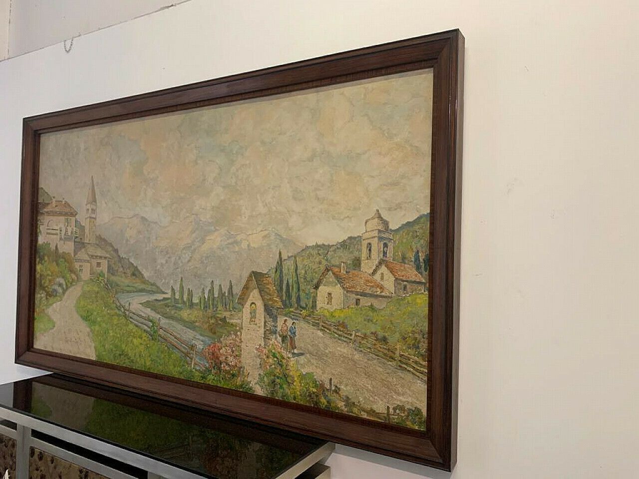 photo buy Mountain Landscape, Oil Painting On Canvas, 1920s