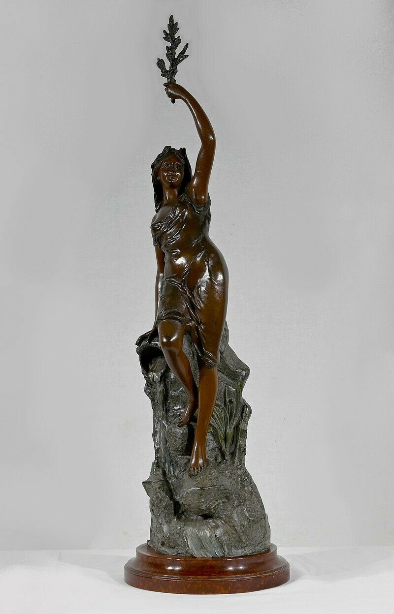 Important Spelter "La Femme Au Rameau", By L. Hott, Early 20th Century photo Art