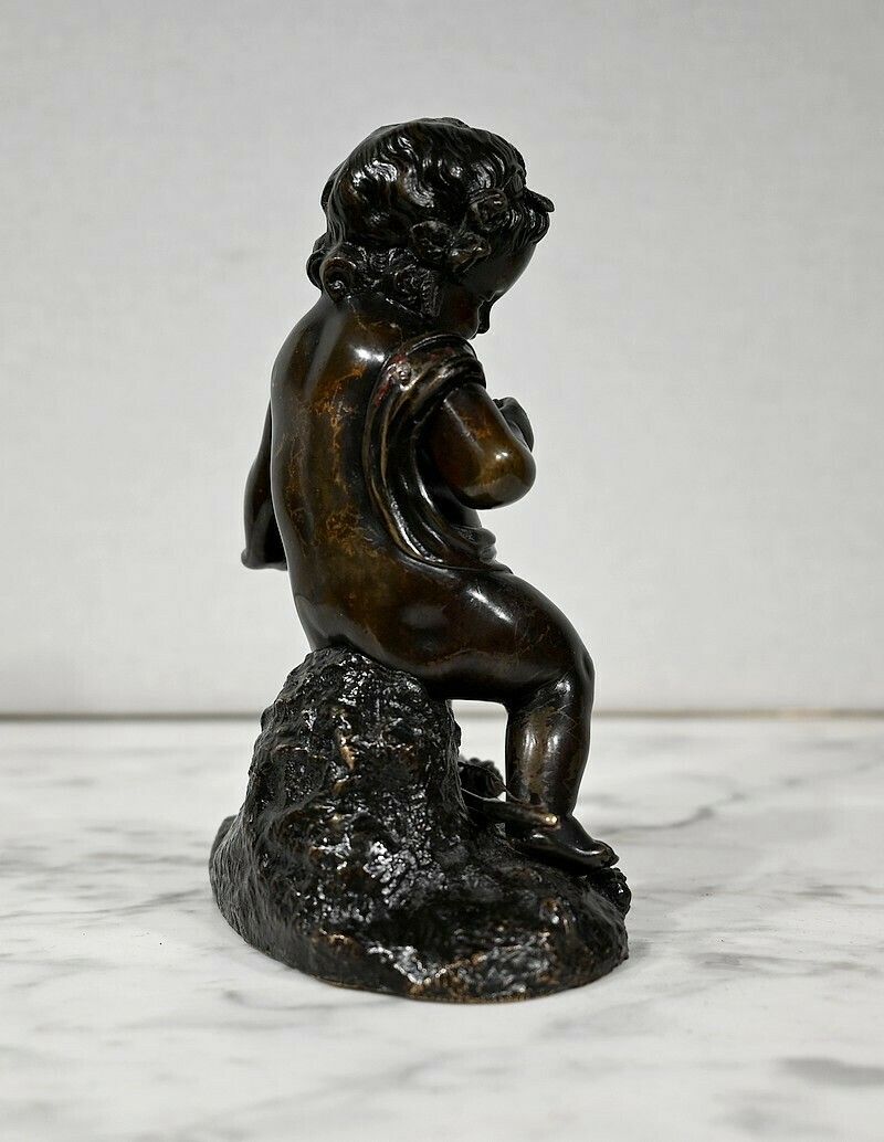 photo vinterior Bronze “Putto With The Arc” – 19th Century