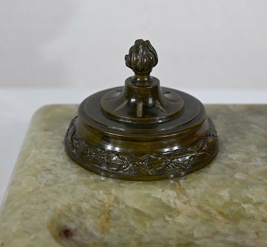 photo vinterior Important Inkwell In Onyx From Pakistan And Bronze, Late 19th Century