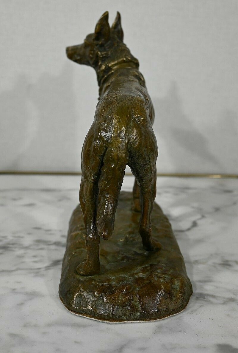 photo furniture Bronze “The German Shepherd”, After Pa. Laplanche – Early 20th Century