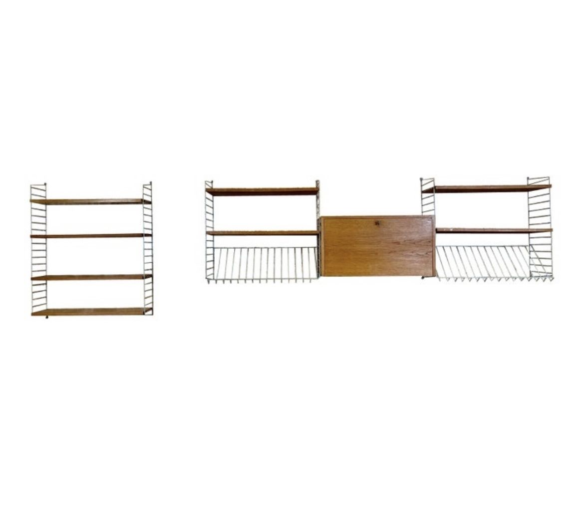 60's 70's Oak String Shelf Module By Kajsa And Nils Nisse Strinning Sweden