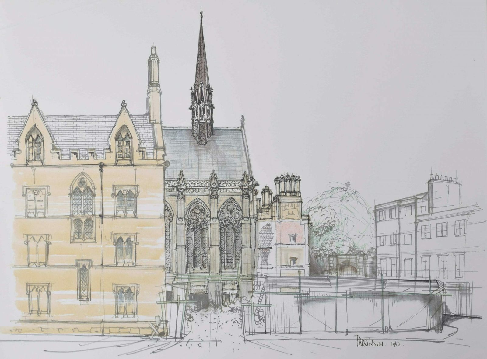 Robert Parkinson Exeter College Chapel From Broad Street (1964) photo 295.0
