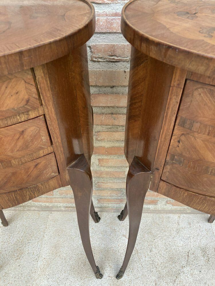 photo buy Louis XVI Style Inlaid Walnut Nightstands, France, 1920s, Set Of 2